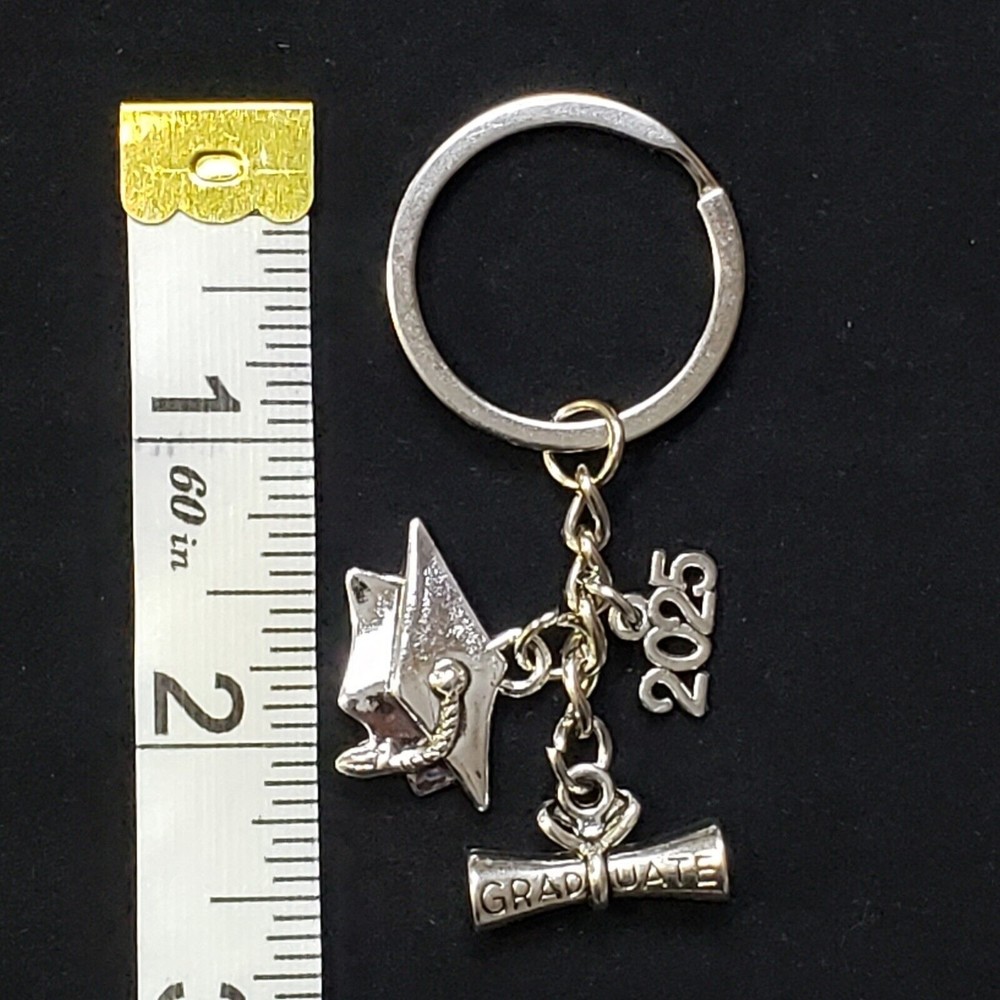 Class of 2025 Graduate Key Chain Cap Tassel Diploma Key Ring College HS (B) - Picture 6 of 6